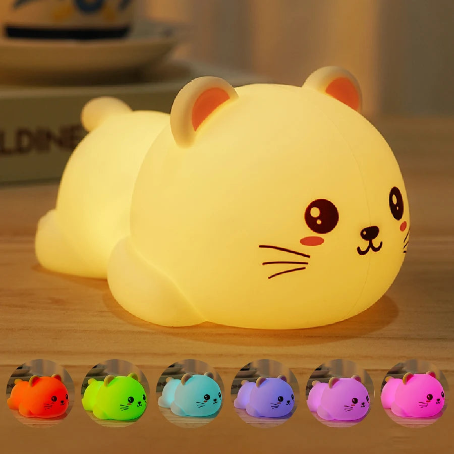 Veilleuse Bébé - Chat Kawaii Blanc Chaud